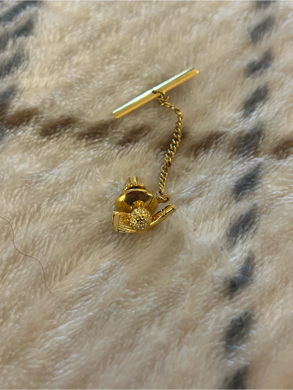 Gold Golf Tie Tack with Chain
